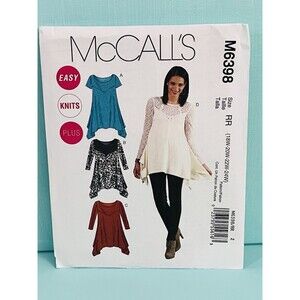 McCalls M6398 Womens Plus EASY Tunics Tops Sewing Pattern Sz 18W-24W RR Uncut